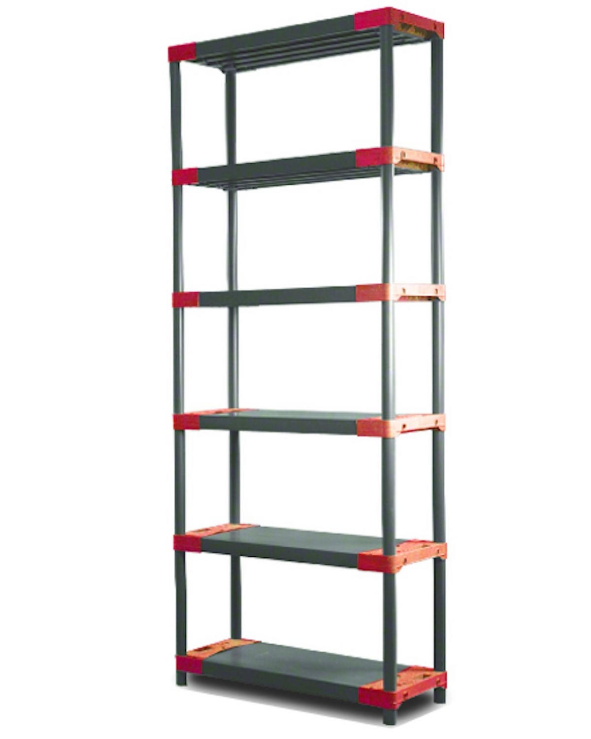 KUNSTSTOFFREGAL BIG GREY BEAR Extra-Tall 220x90x46cm Fachlast 160kg Grau-Rot - Rot, Kunststoff (90/222/46cm) - PROREGAL