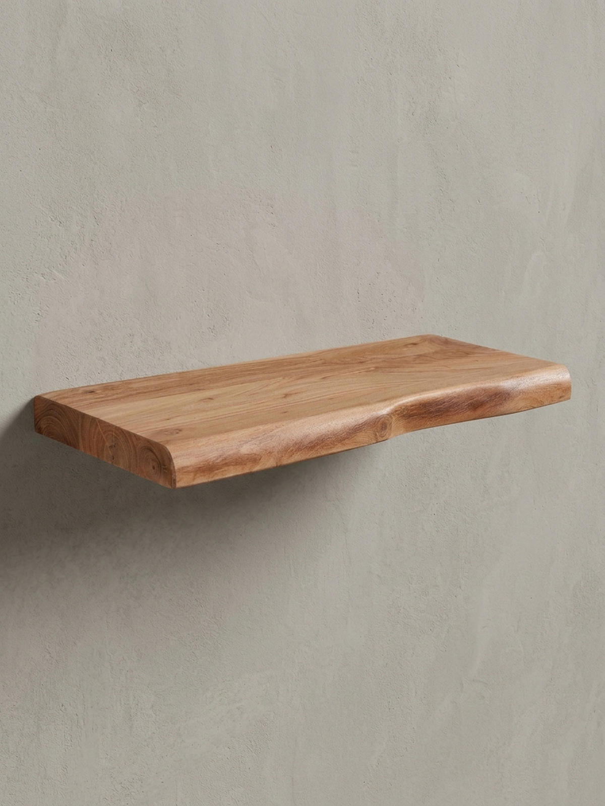 WANDREGAL Akazienholz Baumkante Rustikal, Beige 40x26x4 cm - Beige, Holz (40/4/26cm) - KADIMA DESIGN