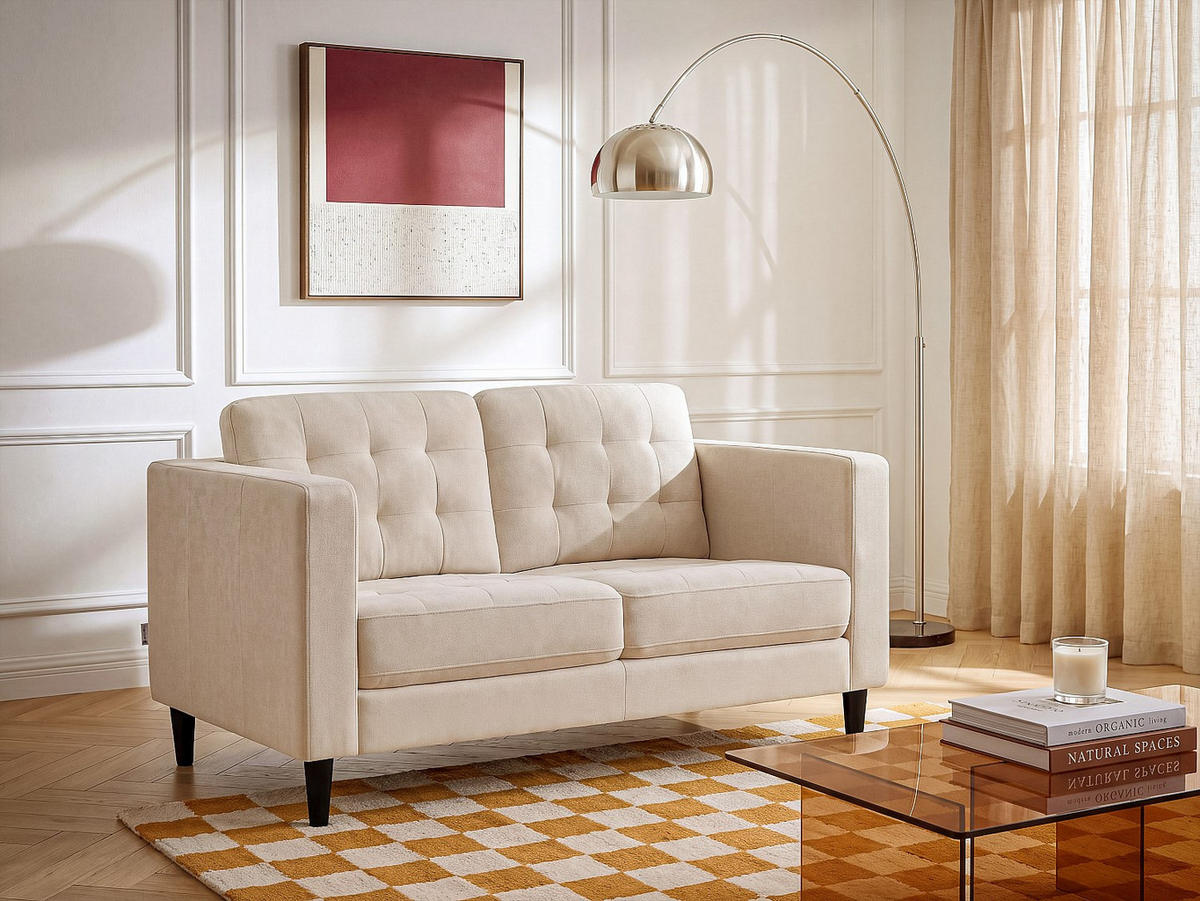 SOFA - 2 Personen - stoff - beige Dibalu - Beige, Textil (141/84/87cm) - Vente-Unique