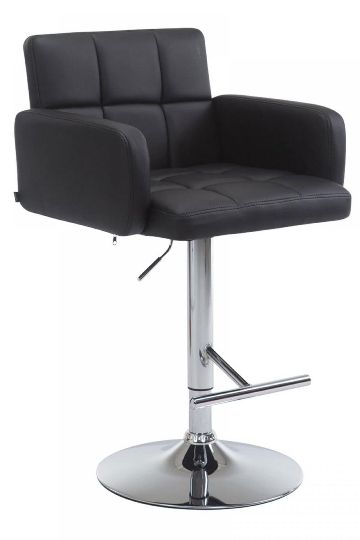 BARHOCKER Lederlook schwarz - Chromfarben/Schwarz, Textil/Metall (60/93/56cm) - CLP