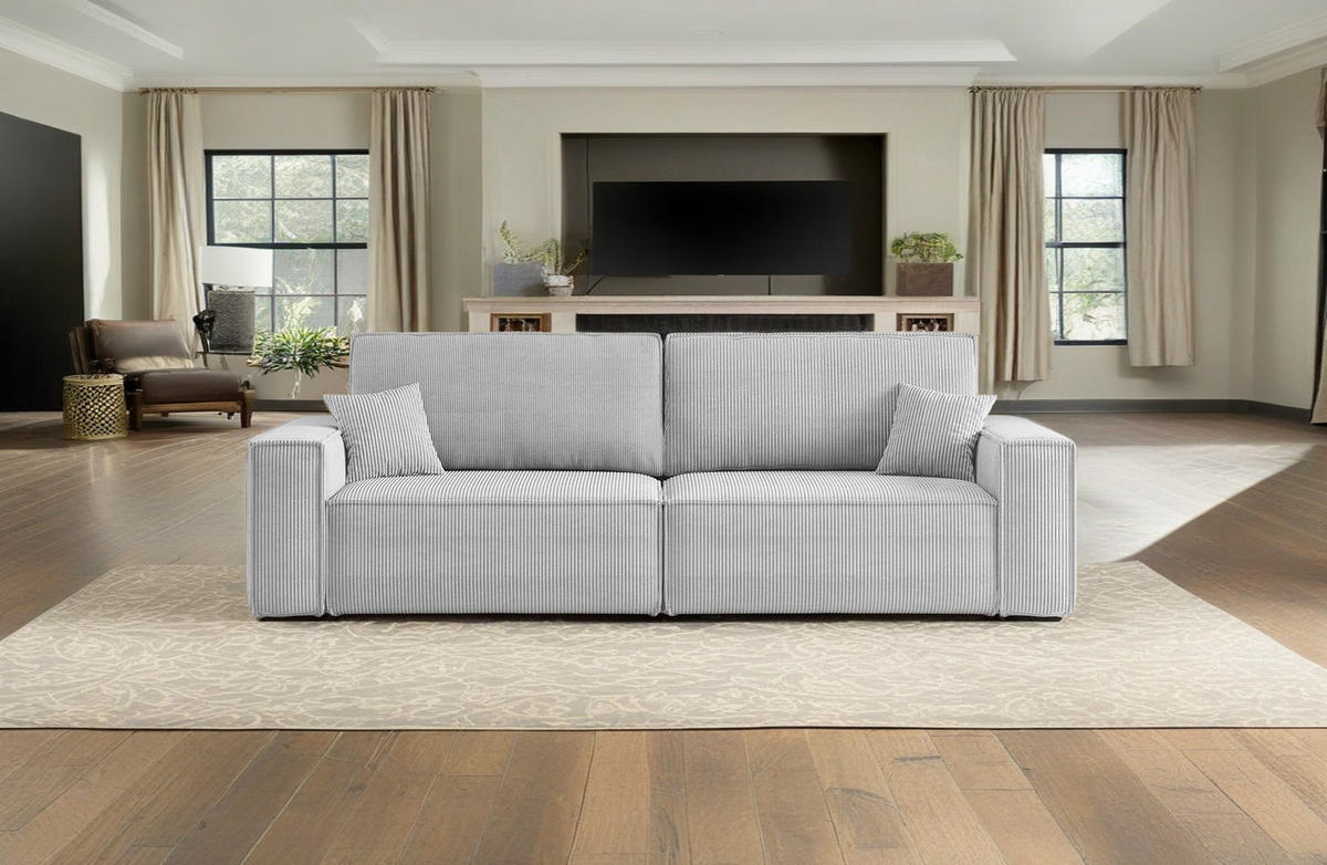 SCHLAFSOFA BEST und Bettkasten Stoff Poso Hellgrau - Hellgrau, Holz (246/83/98cm) - Kaiser Möbel