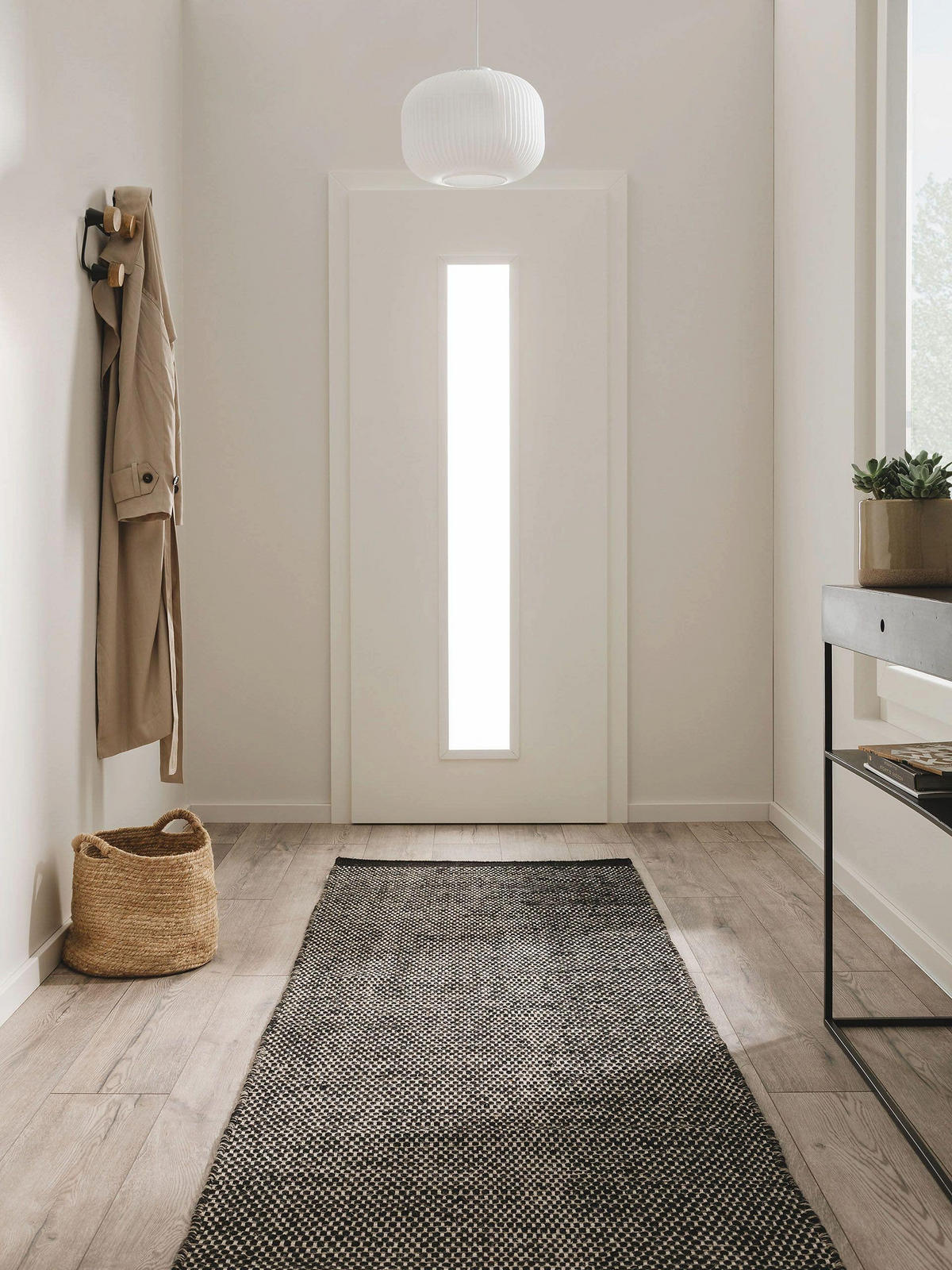 WOLLTEPPICH-LÄUFER Rocco Schwarz/Weiß 80x250 cm - Schwarz, Textil (80/250cm) - benuta Pure