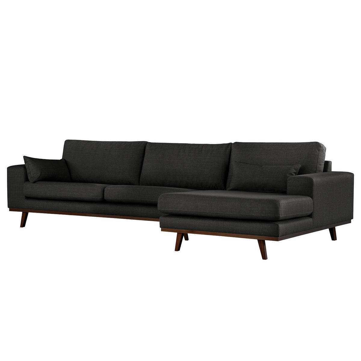 ECKSOFA mit Longchair - Buchefarben/Schwarz, Buchenholz/Textil (281/153cm) - home24