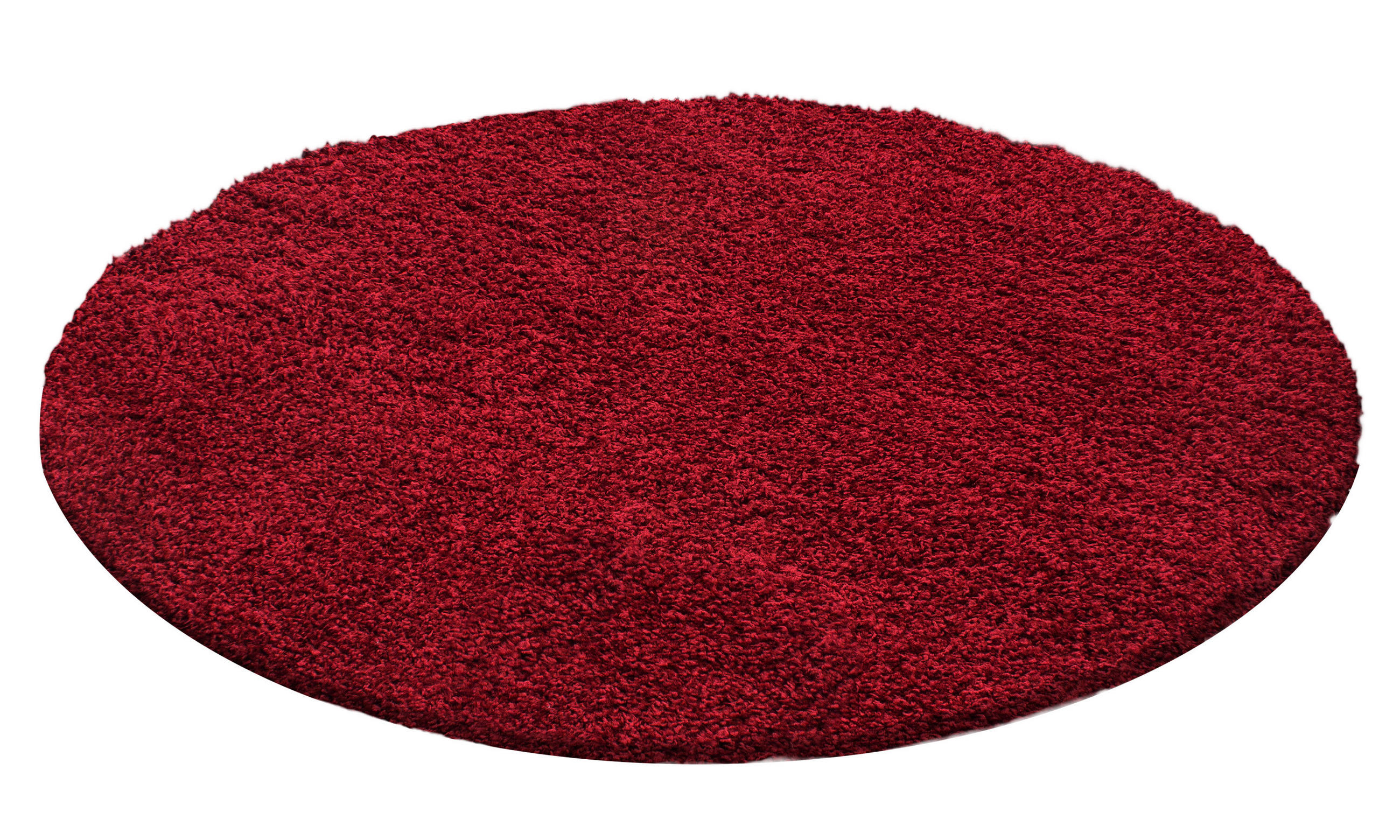 TEPPICH Hochflor Unifarben Polypropylen Wohnzimmer Shaggy Rot Rund 200x200 - Rot, Textil (200/200cm) - KADIMA DESIGN