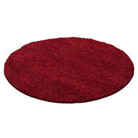 TEPPICH Hochflor Unifarben Polypropylen Wohnzimmer Shaggy Rot Rund 160x160 - Rot, Textil (160/160cm) - KADIMA DESIGN