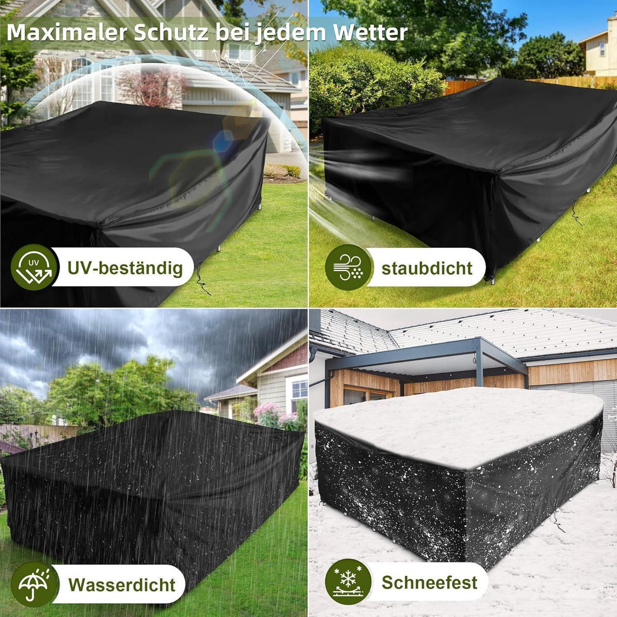 ABDECKPLANE Gartenmöbel COMLAX FIELD 240 x 210 x 85 cm - Schwarz, Kunststoff (210/85/240cm)