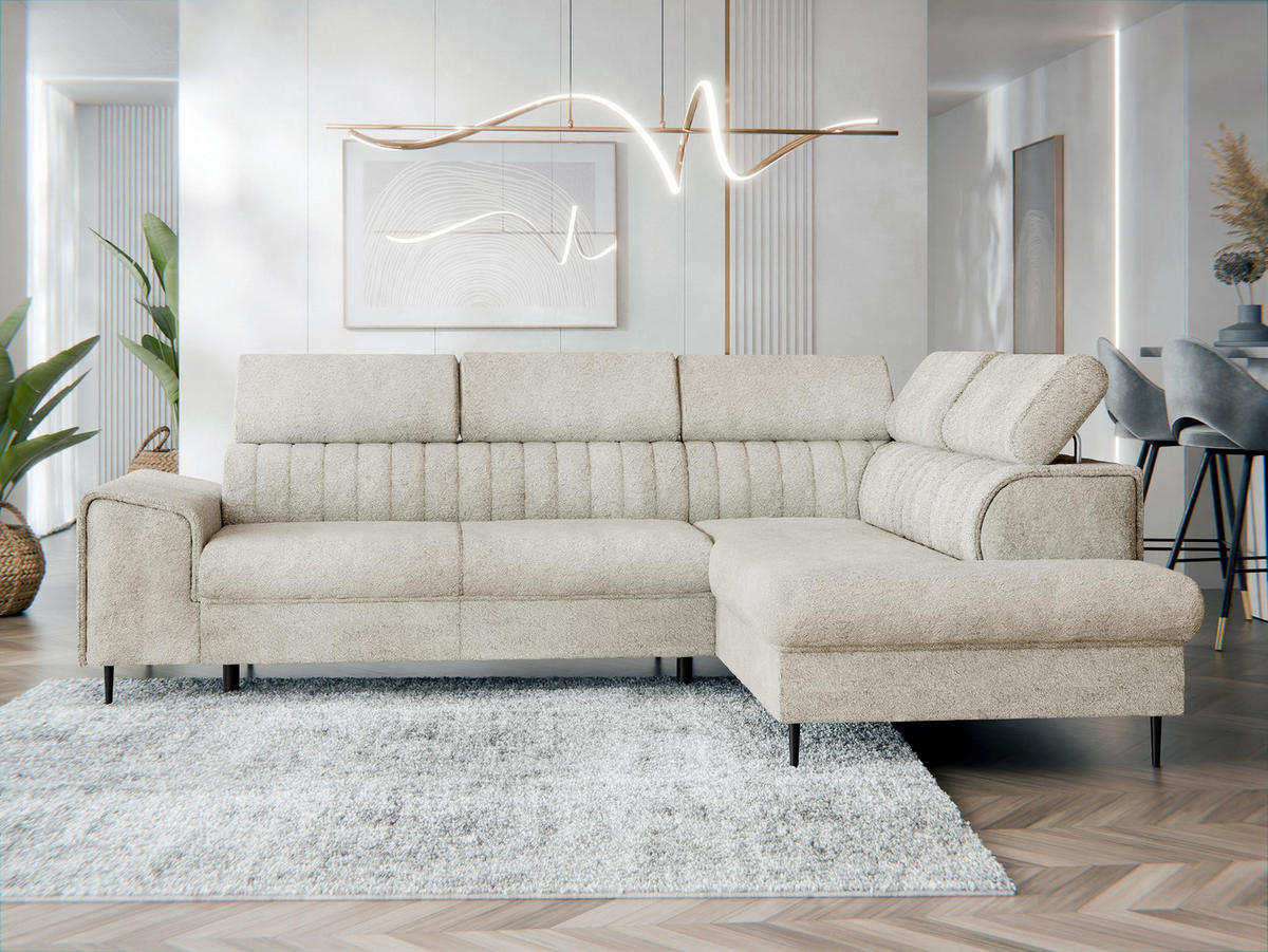 ECKSOFA Kadurin, Seite: Rechts - Schwarz/Naturfarben, Holz/Kunststoff (276/206cm) - MIRJAN24
