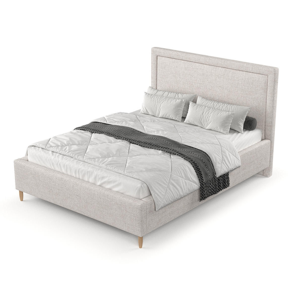 POLSTERBETT Vega 140/200 cm Hellbeige im Neve Stoff - Sandfarben/Naturfarben, Holz/Holzwerkstoff (140/200cm) - AltaBeds