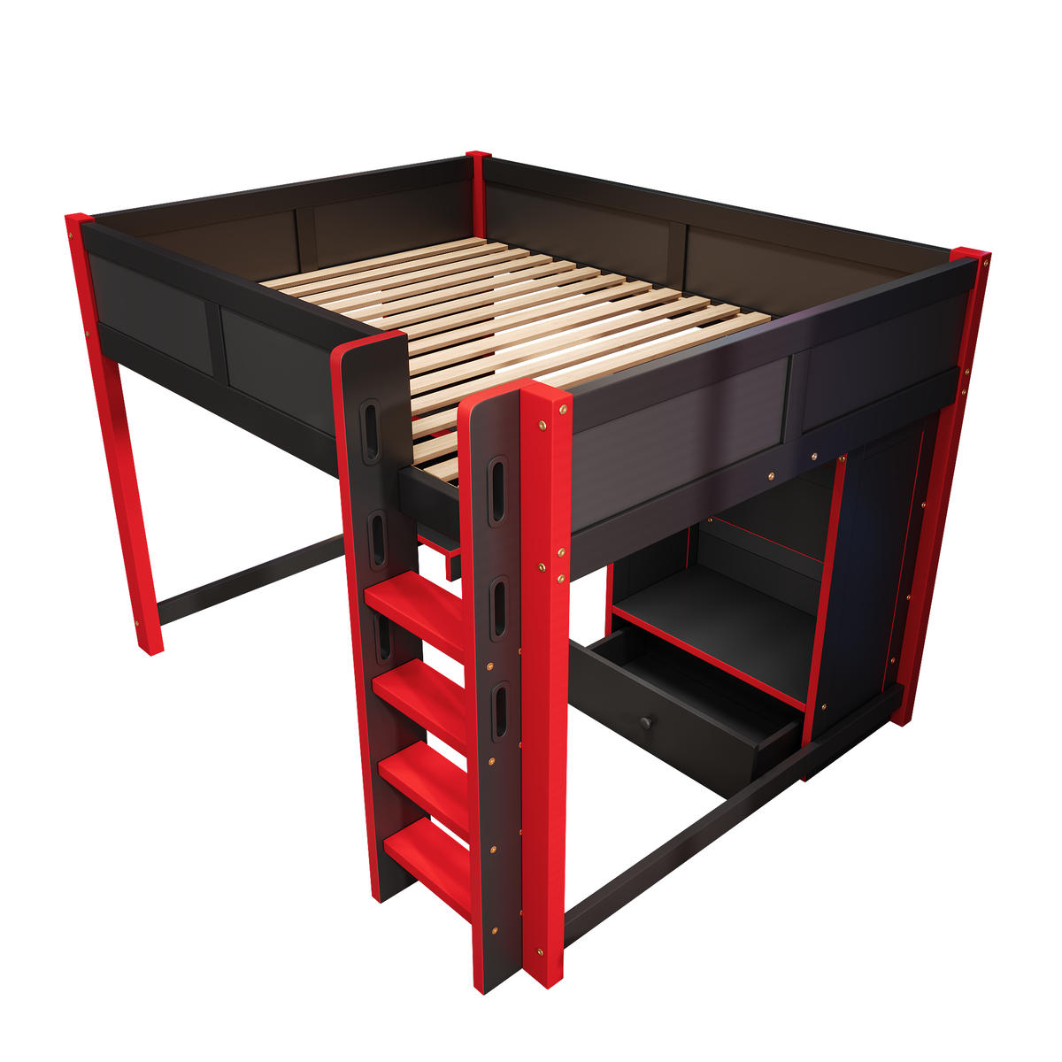 HOCHBETT 140/200 cm Schwarz, Rot - Rot/Schwarz, Holz - Raumix