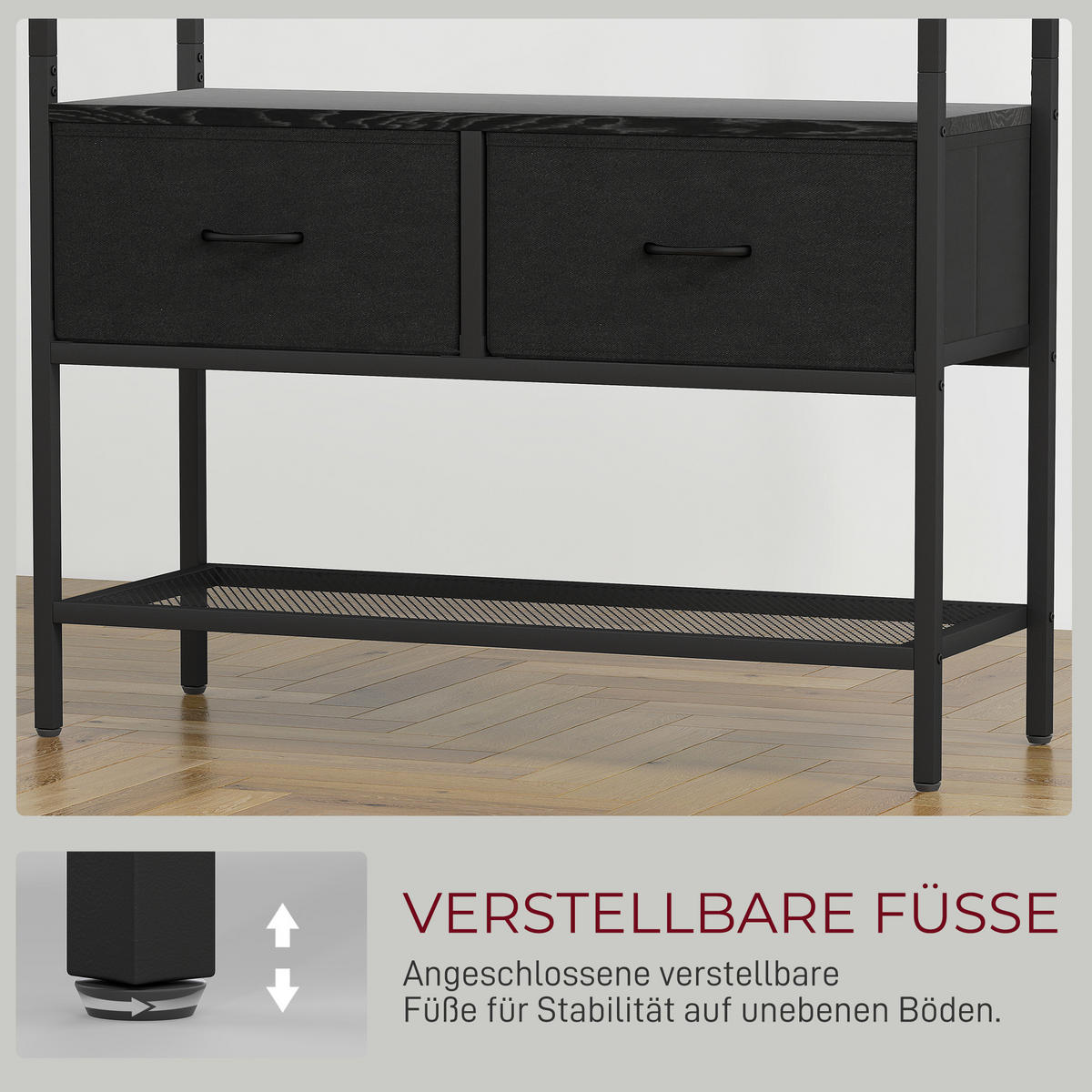 GARDEROBENSTÄNDER DE-09728 Schwarz - Schwarz, Holzwerkstoff/Metall (30/180.5/80cm) - ComfortXL