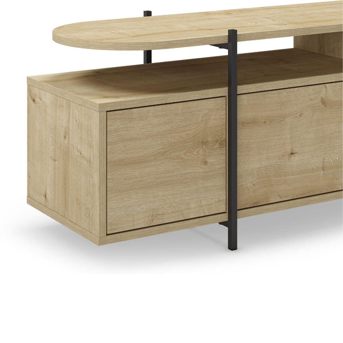 TV-MÖBEL mit 4 Türen und Metallfüßen L160 cm - Hinoa - Eichefarben, Holzwerkstoff (38.5/48/160cm) - Calicosy