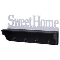 WANDGARDEROBE SWEET HOME 4 HAKEN Schwarz, Reinweiß - Schwarz/Weiß, Holz (60/30/13cm) - MCW