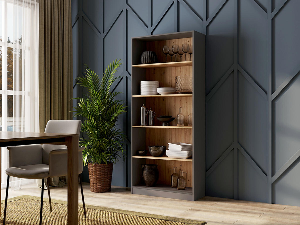 BÜCHERREGAL Anthrazit, Artisan 80/182/30 - Anthrazit, Holzwerkstoff (80/182/30cm) - RAUMHIRSCH FURNITURE