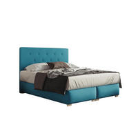 BOXBETT LUPIN, 200 x 200 cm, Double Bed für Schlafzimmer, Elegant Matratze und Bettkasten, Türkis - Türkis, Holz/Textil (200/200cm) - Trada