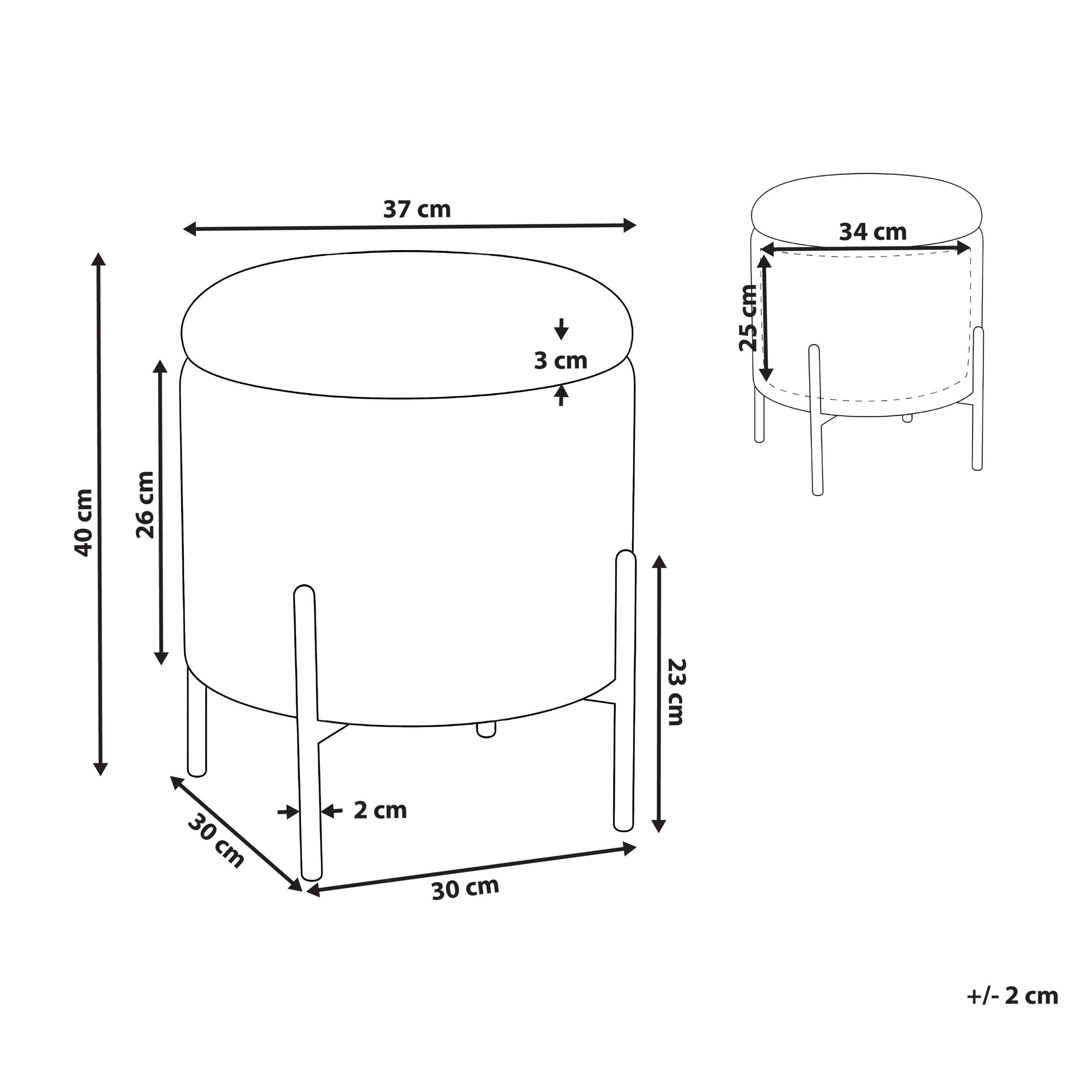 Thumbnail - Beliani Pouf, Dunkelbraun, Schwarz, Textil, Rund, 37x40x37 cm, Wohnzimmer, Hocker, Poufs