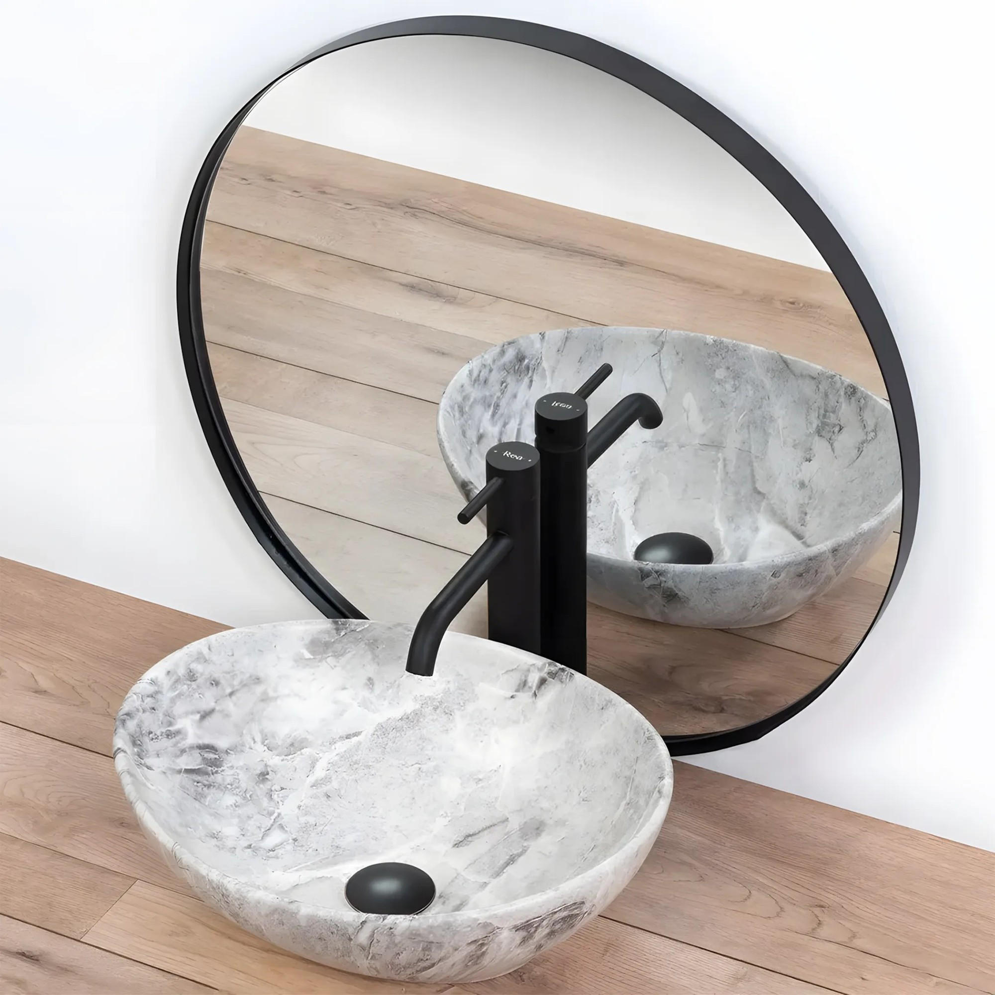 AUFSATZWASCHBECKEN Rea Sofia Stone - Grau, Keramik (34.5/15/41cm) - REA