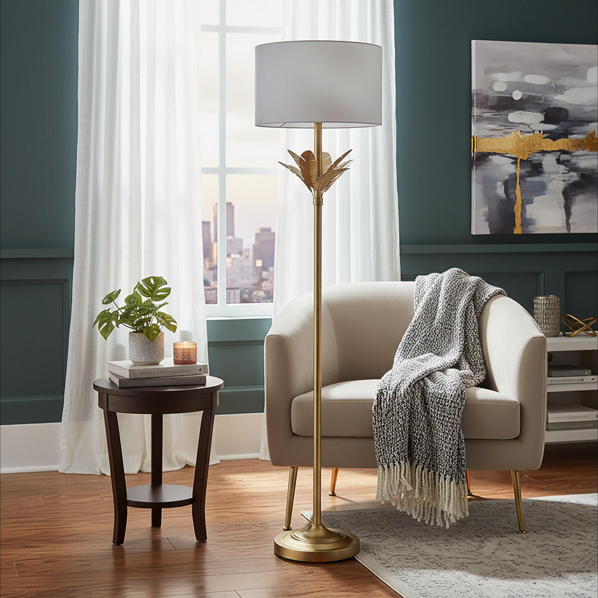 LAMPE - Multicolor, Textil/Metall (33/33/152.5cm) - Relaxdays