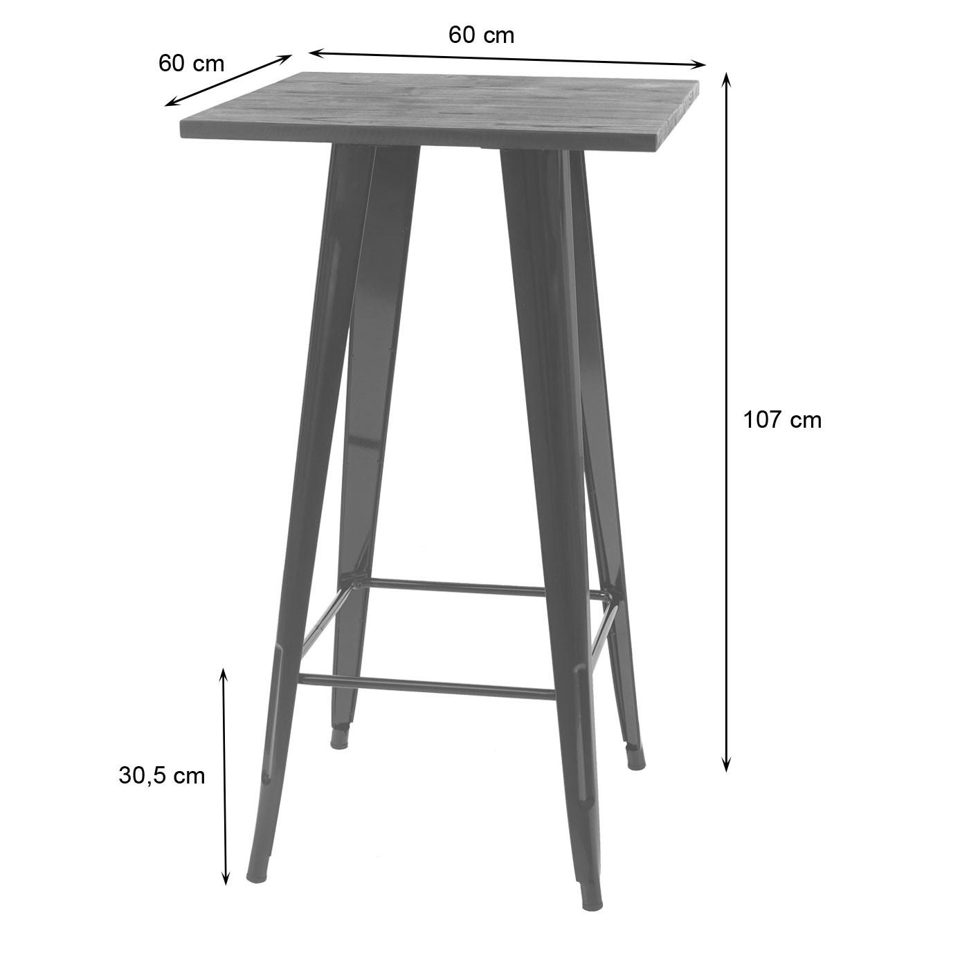 STEHTISCH-SET METALL rechteck Schwarz 3er-Set - Schwarz, Holz (60/60/117cm) - MCW