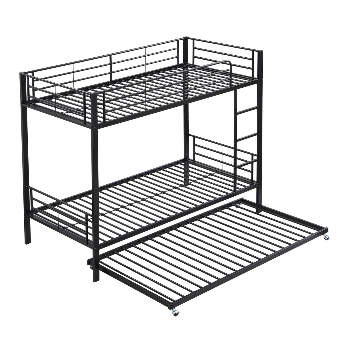 ETAGENBETT 90/200 cm aus Metall mit Ausziehbett Schwarz - Schwarz, Metall (90/190cm) - Modenvie