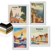 WANDBILDER 4er-Set - 50x50 cm & 40x60 cm Weißer Rahmen - Architektur der Küstenstädte - Weiß, Kunststoff (50/50cm) - ArtPrintCave