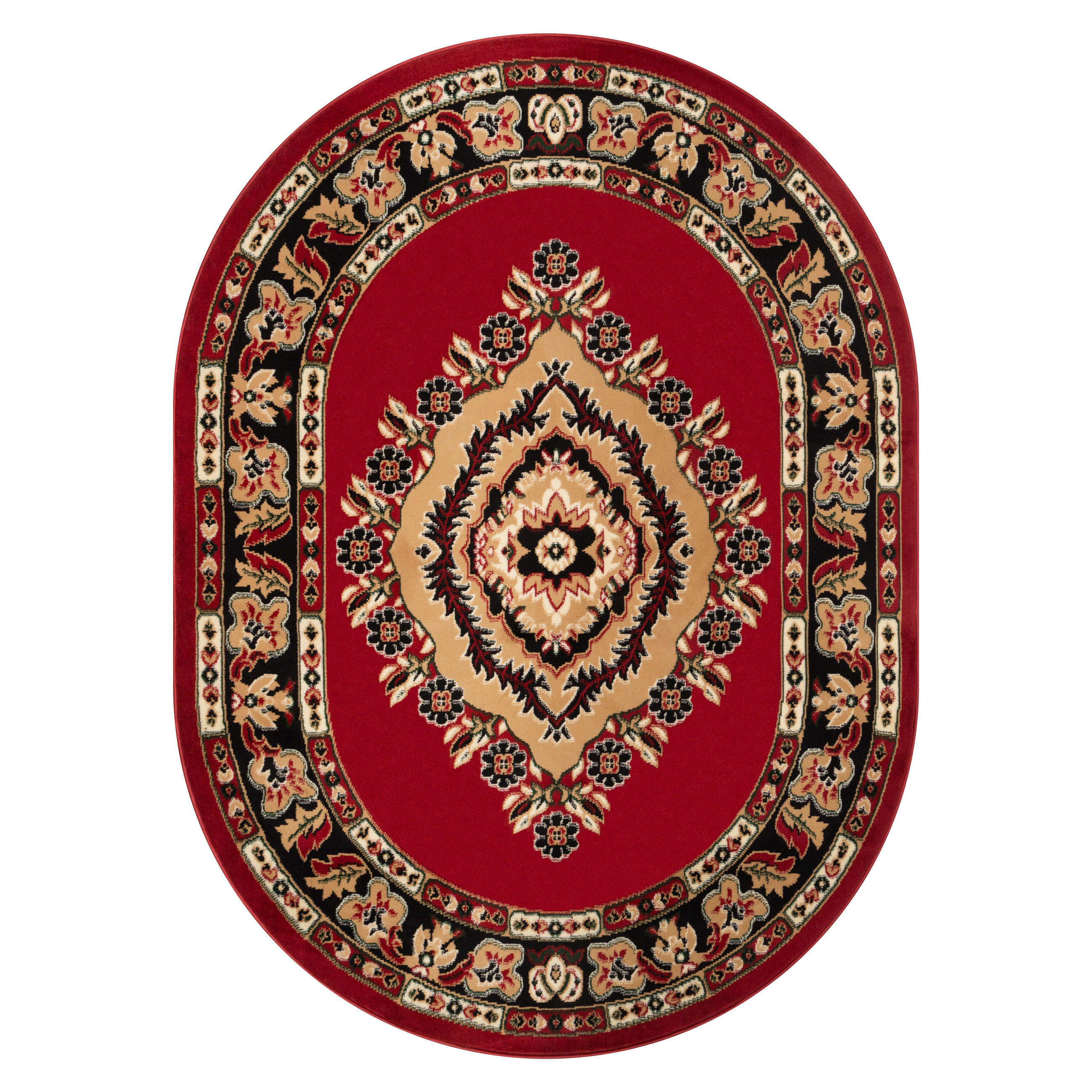 TEPPICH ATLAS oval rot beige medaillon 160/220 cm - Rot, Textil (160/220cm) - Tapiso