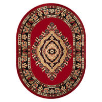 TEPPICH ATLAS oval rot beige medaillon 140/200 cm - Rot, Textil (140/200cm) - Tapiso