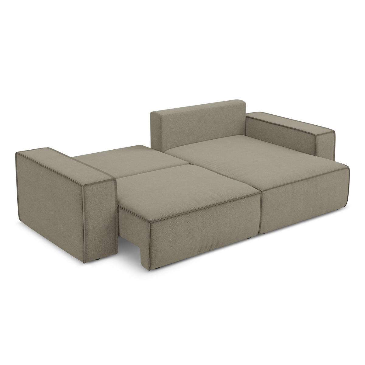 ECKSOFA mit Schlaffunktion Strukturstoff Stoff Beige - Beige/Schwarz, Kunststoff/Textil (257/148cm) - LaMiaSofa