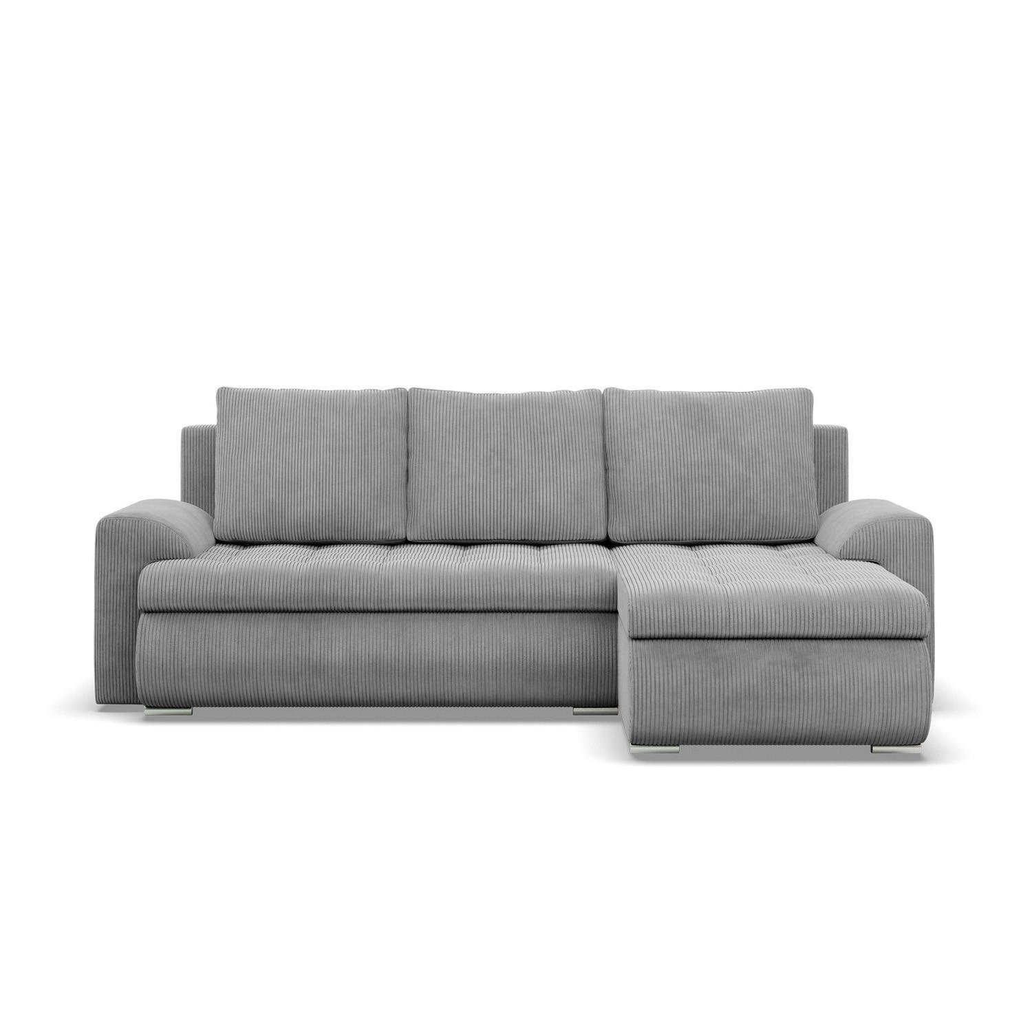 ECKSOFA RECHTS MIT SCHLAFFUNKTION FORESTA, Cord - Grau - Grau, Textil (230/159cm) - Mebligo