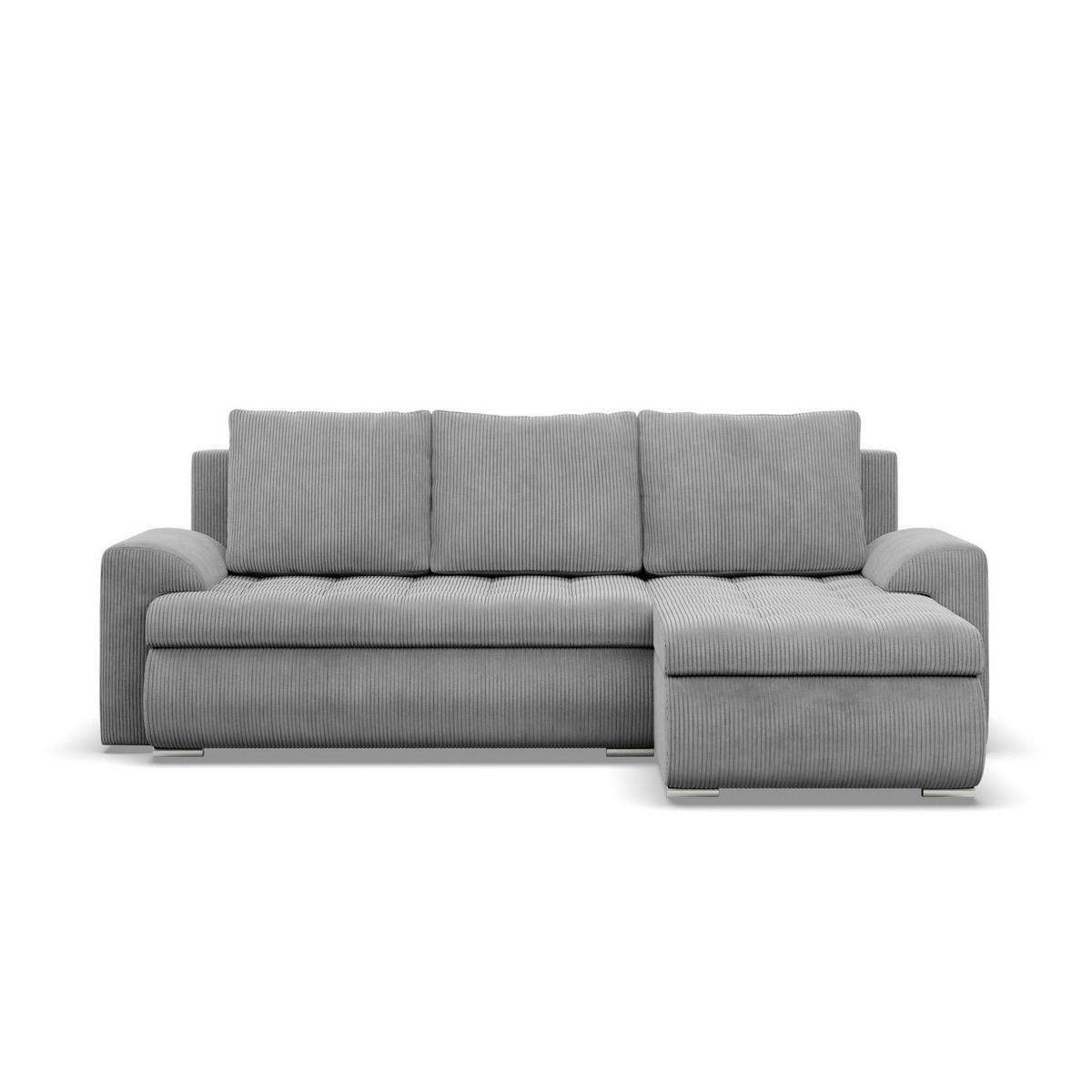 ECKSOFA RECHTS MIT SCHLAFFUNKTION FORESTA, Cord - Grau - Grau, Textil (230/159cm) - Mebligo
