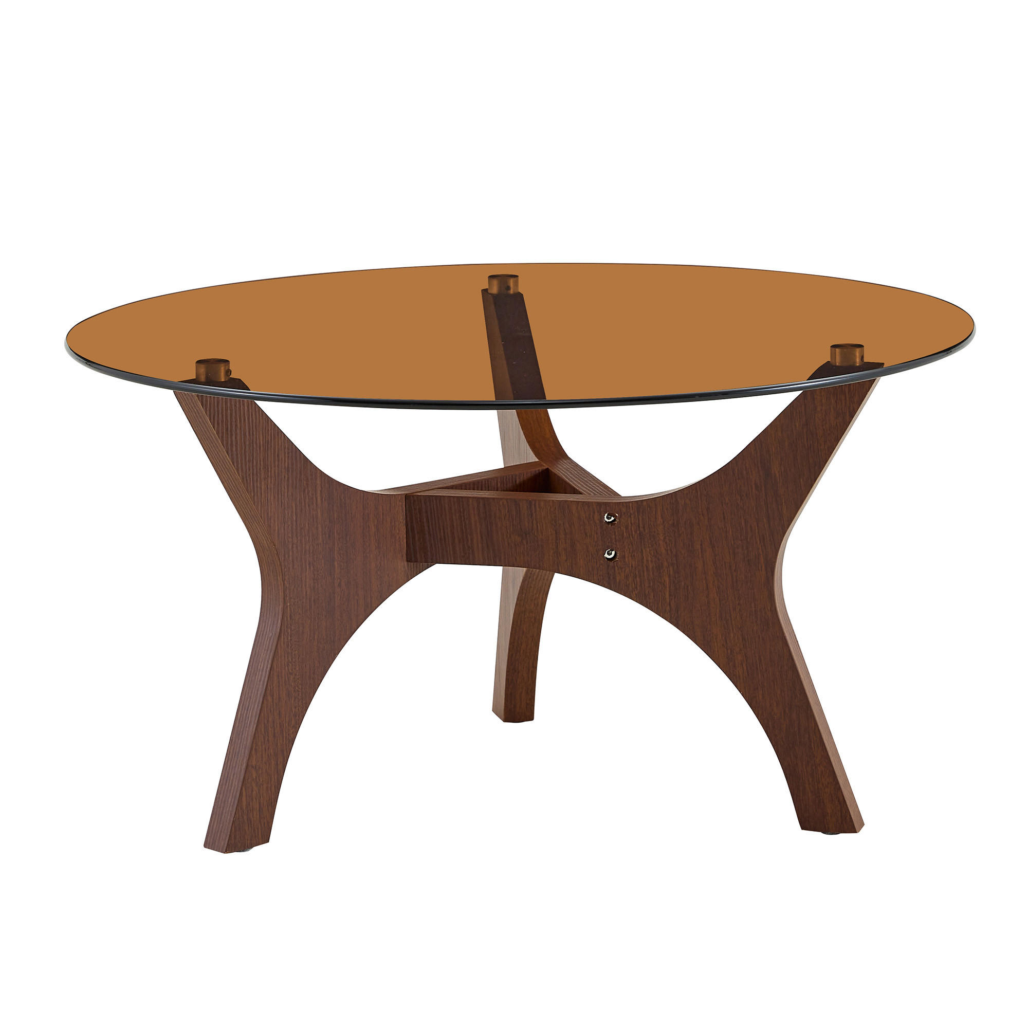 COUCHTISCH in Braun Runder Kaffeetisch für Wohnzimmer, Büro & Lounge, Hitze- & Kratzfest, 80/80/42.2 - Braun, Glas/Holzwerkstoff (80/80/42.2cm) - STILVORA