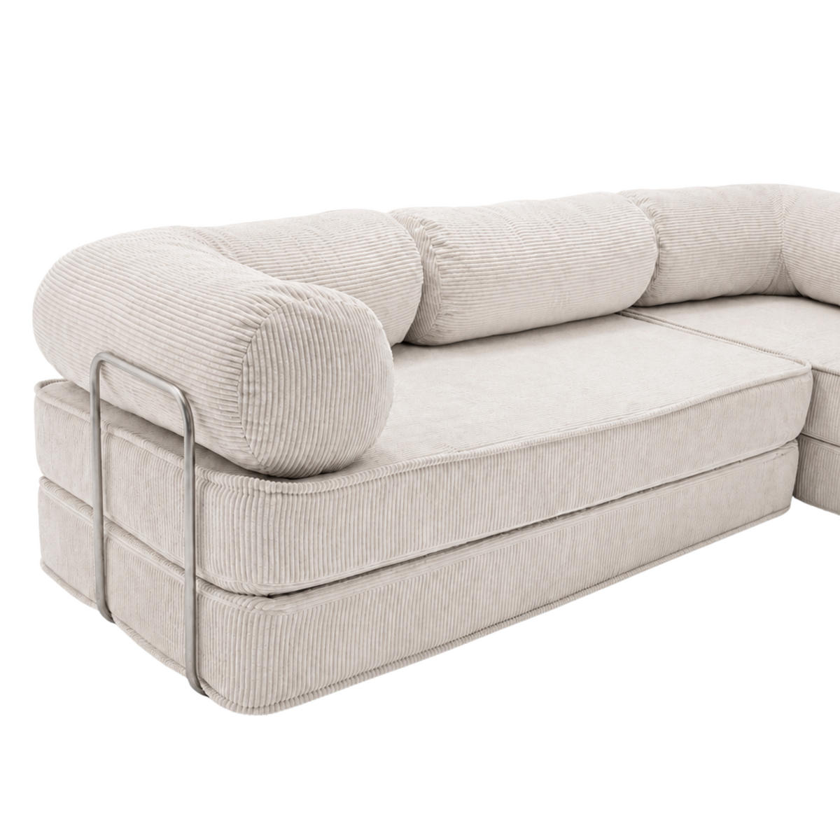 ECKSOFA Cord 300 x 200 cm Beige mit Schlaffunktion - Beige, Textil (300/200cm) - SURB