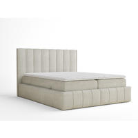 BOXBETT Moretti 140/200 cm, in Creme, Bettkasten, Matratze, Topper - Creme/Schwarz, Holz/Holzwerkstoff (140/200cm) - Maison de Reve