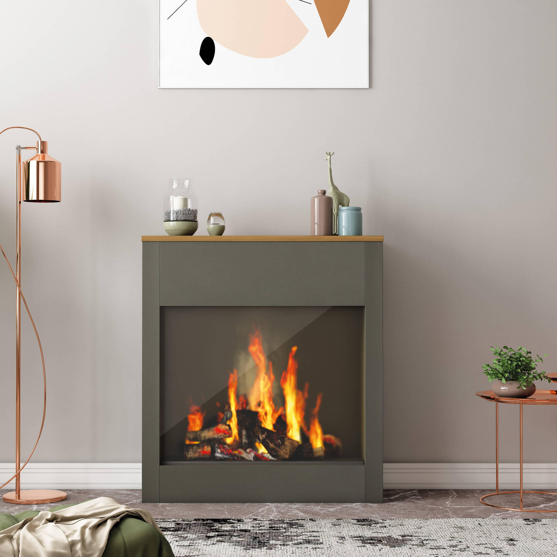 ELEKTROKAMIN Dunkelgrau 27/75/83 cm - Grau, Holzwerkstoff (75/83/27cm) - Mobili Rebecca