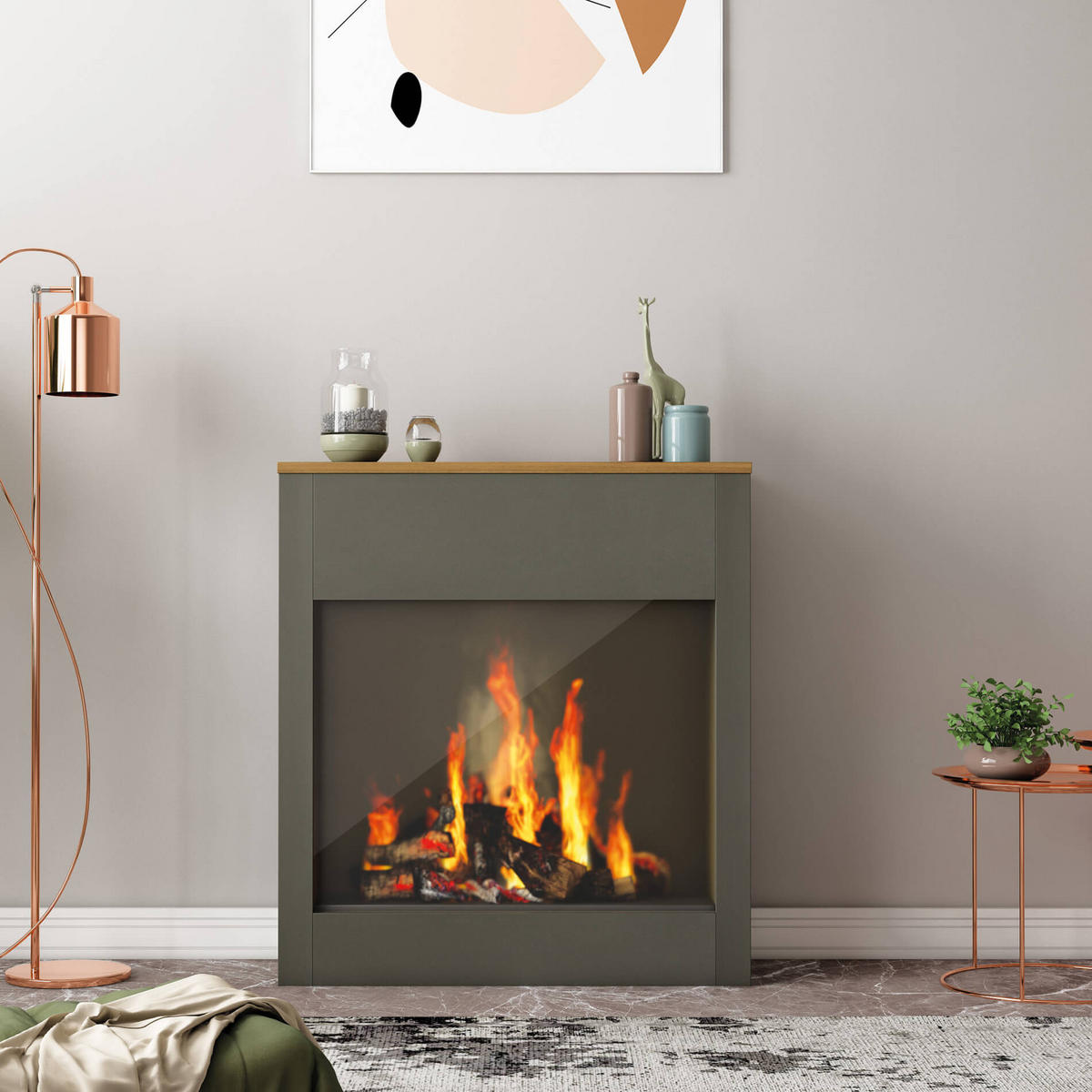 ELEKTROKAMIN Dunkelgrau 27/75/83 cm - Grau, Holzwerkstoff (75/83/27cm) - Mobili Rebecca