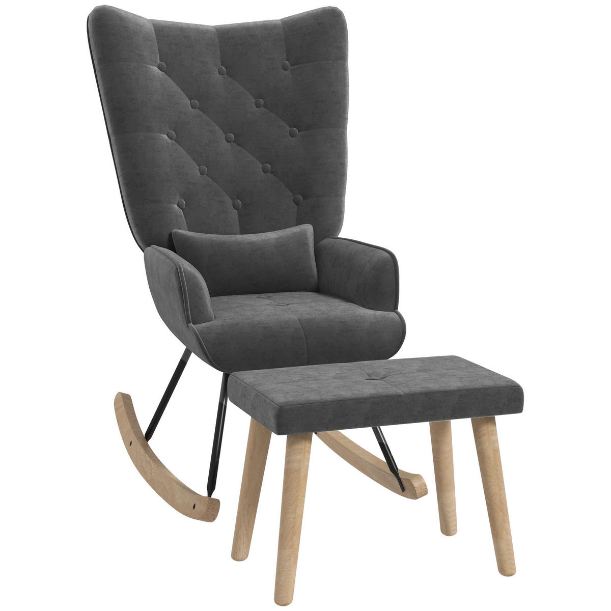SCHAUKELSESSEL mit Hocker - Dunkelgrau, Kunststoff (96/101/66cm) - HOMCOM