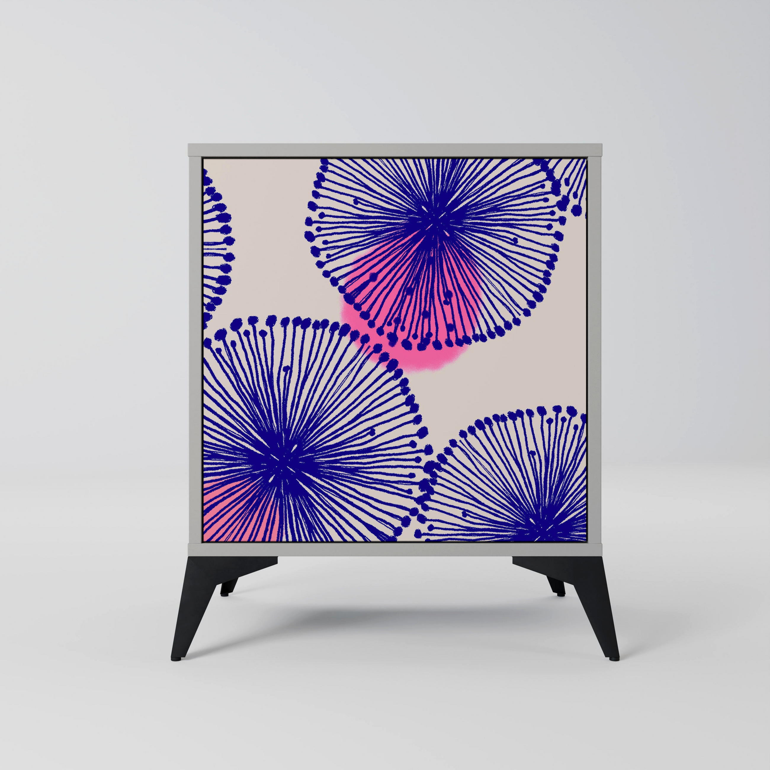 SIDEBOARD MAGIC NATURE, Grau, 57,5x42x70,5 cm, Schwarze Metall-Sternfüße - Multicolor/Schwarz, Holzwerkstoff/Metall (57.5/70.5/42cm) - SpaceRebels