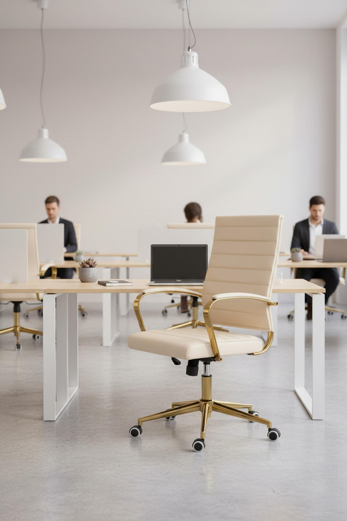 BÜROSTUHL Vantor Kunstleder creme - Goldfarben/Creme, Metall (57/109/59cm) - TPFLiving