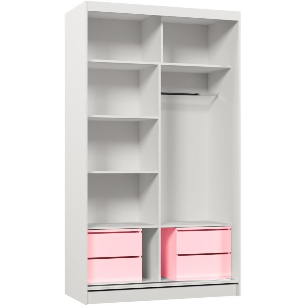 Thumbnail - Beautysofa Schwebetürenschrank, Weiß, Eiche Artisan, Holzwerkstoff, 8 Fächer, 120x216x61 cm, Schlafzimmer, Kleiderschrän...