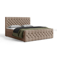 BOXBETT 12 140 x 200 cm - Manila - Modernes Polsterbett mit Bettkasten inkl. PU-Schaum-Topper und Federmechanismus - Cappuccino, Holz (140/200cm) - ROYAL24_MARKT