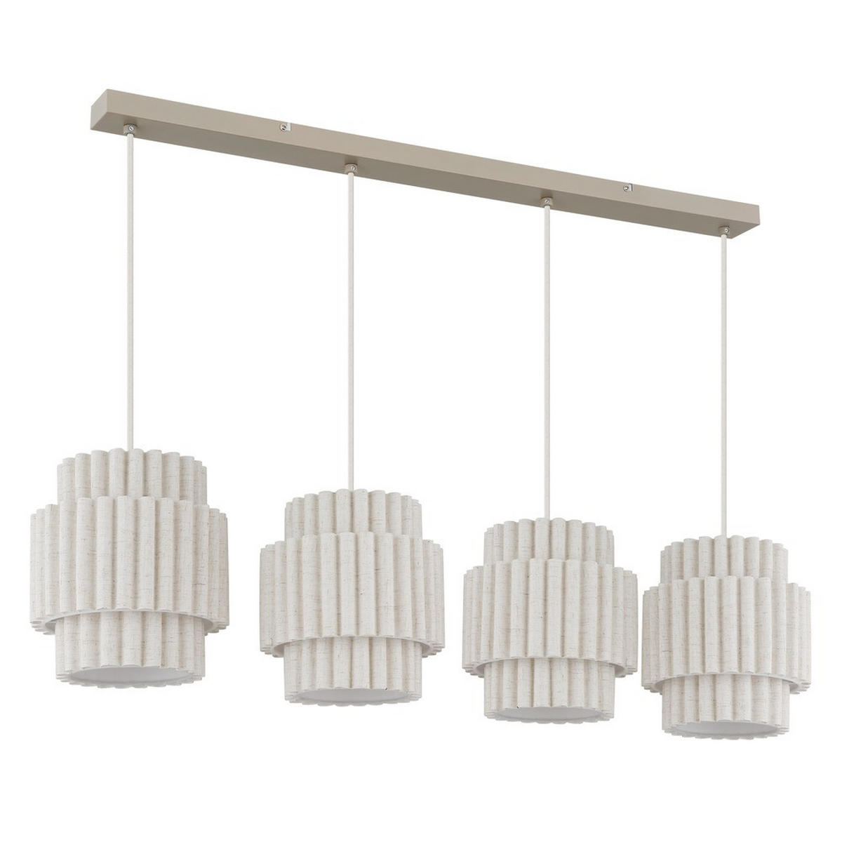 PENDELLEUCHTE CALIRA, Metall, Textil, Beige - Bernsteinfarben, Metall (98/20/150cm) - Globo Lighting