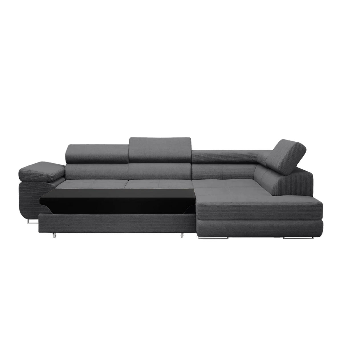 ECKSOFA Warton mit Schlaffunktion, Anthrazit - Anthrazit, Textil (275/202cm) - Fedve