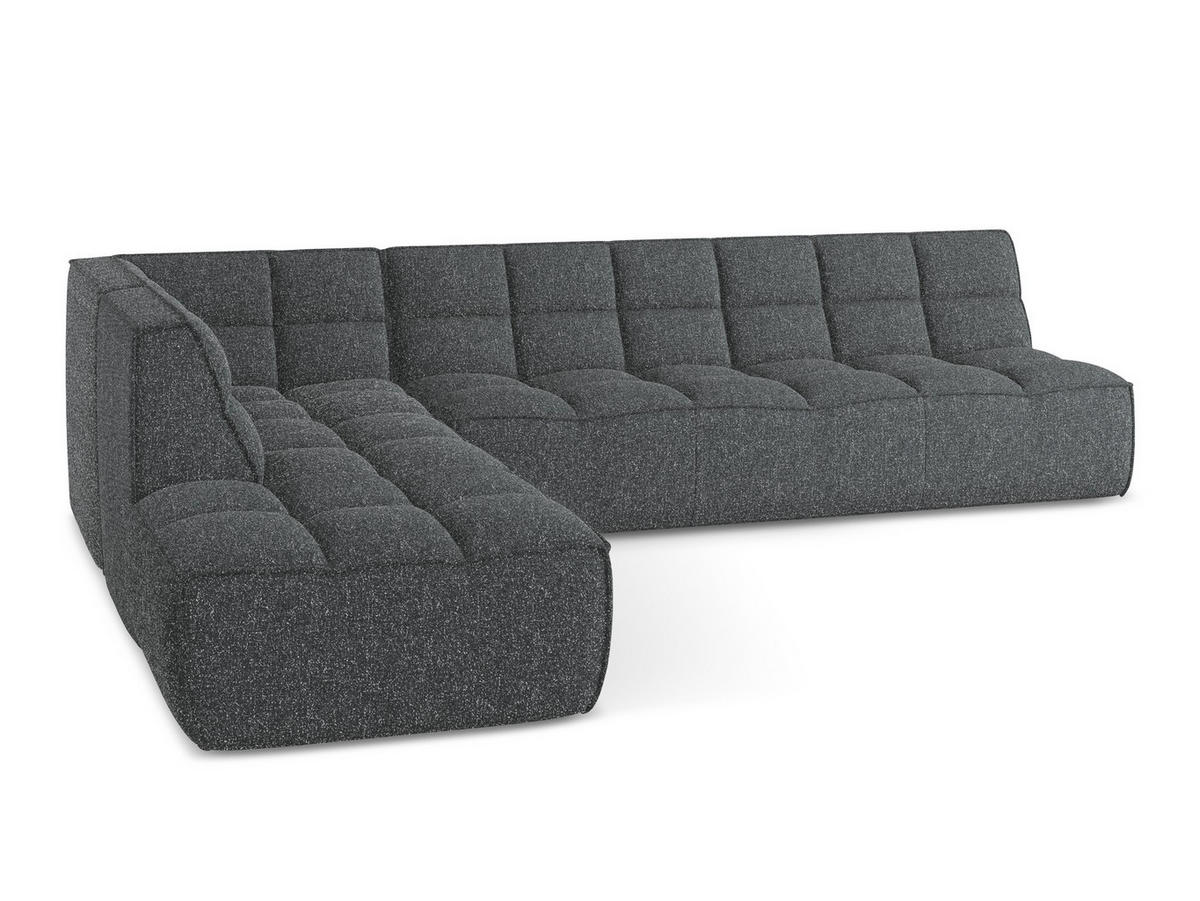 ECKSOFA Beidseitig Strukturstoff Stoff Grau - Schwarz/Graphitfarben, Kunststoff/Textil (308/258cm) - Makamii