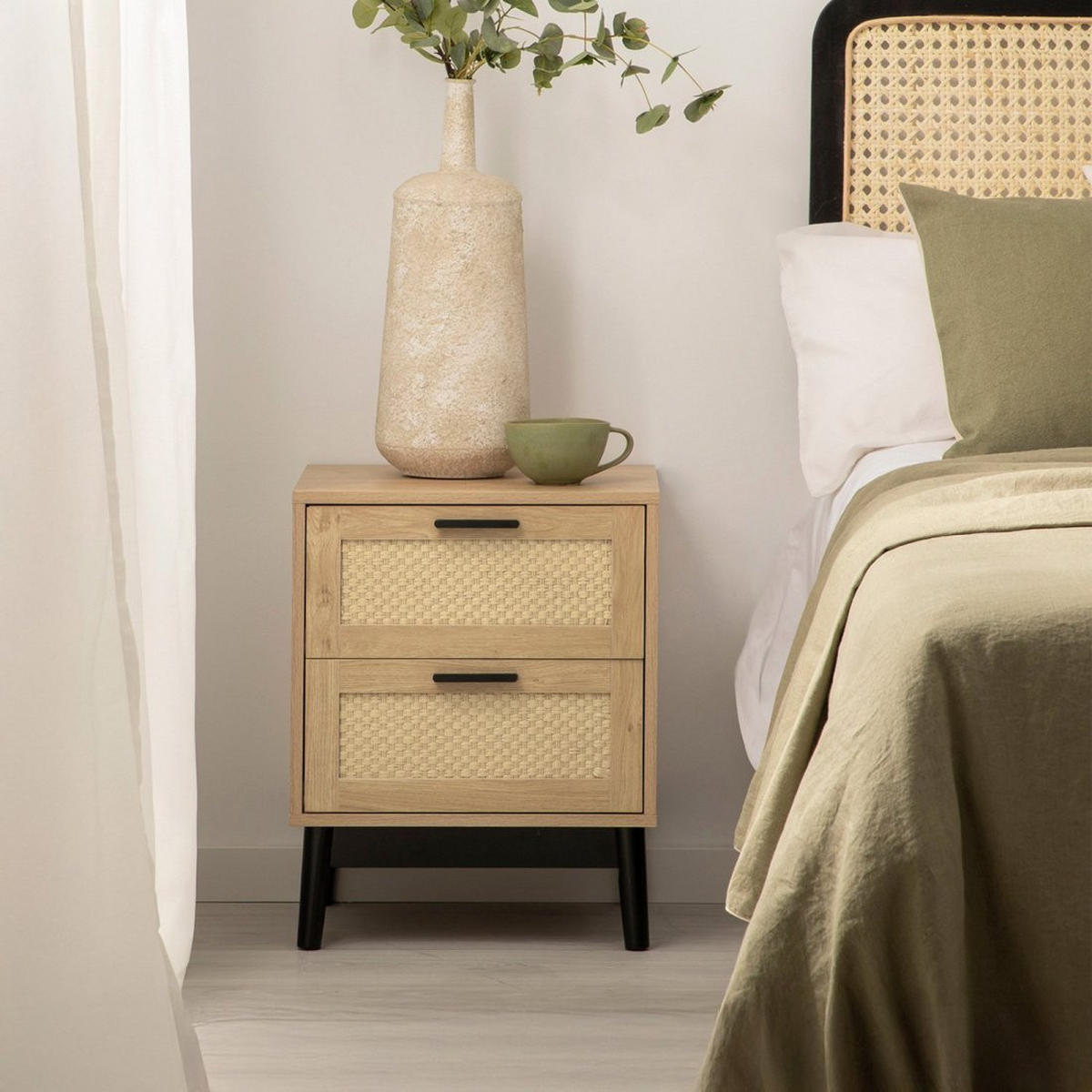 NACHTTISCH 2 SCHUBLADEN Samoa Natürlich 45 cm x 56 cm - Naturfarben, Holzwerkstoff (45/56/40cm) - Klast Home