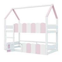ETAGENBETT 90/200 cm DE-01478, in Rosa, mit Hausdesign und Sicherheitsgeländer - Pink, Holz (90/200cm) - ComfortXL