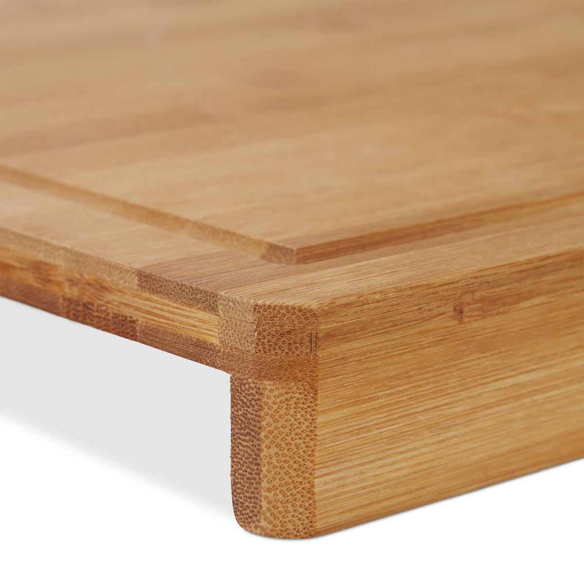 TRANCHIERBRETT Natur Bambus mit Anschlagkante Saftrille 45x35 cm - Hellbraun, Holz (45/35cm) - Relaxdays
