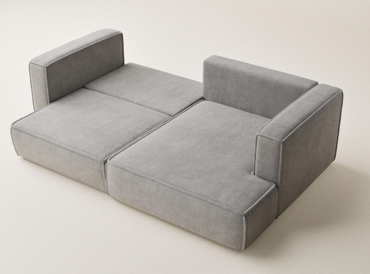 ECKSOFA MIT SCHLAFFUNKTION Velto Beige grau Webstoff - Greige/Schwarz, Holz/Holzwerkstoff (250/152cm) - Maison de Reve