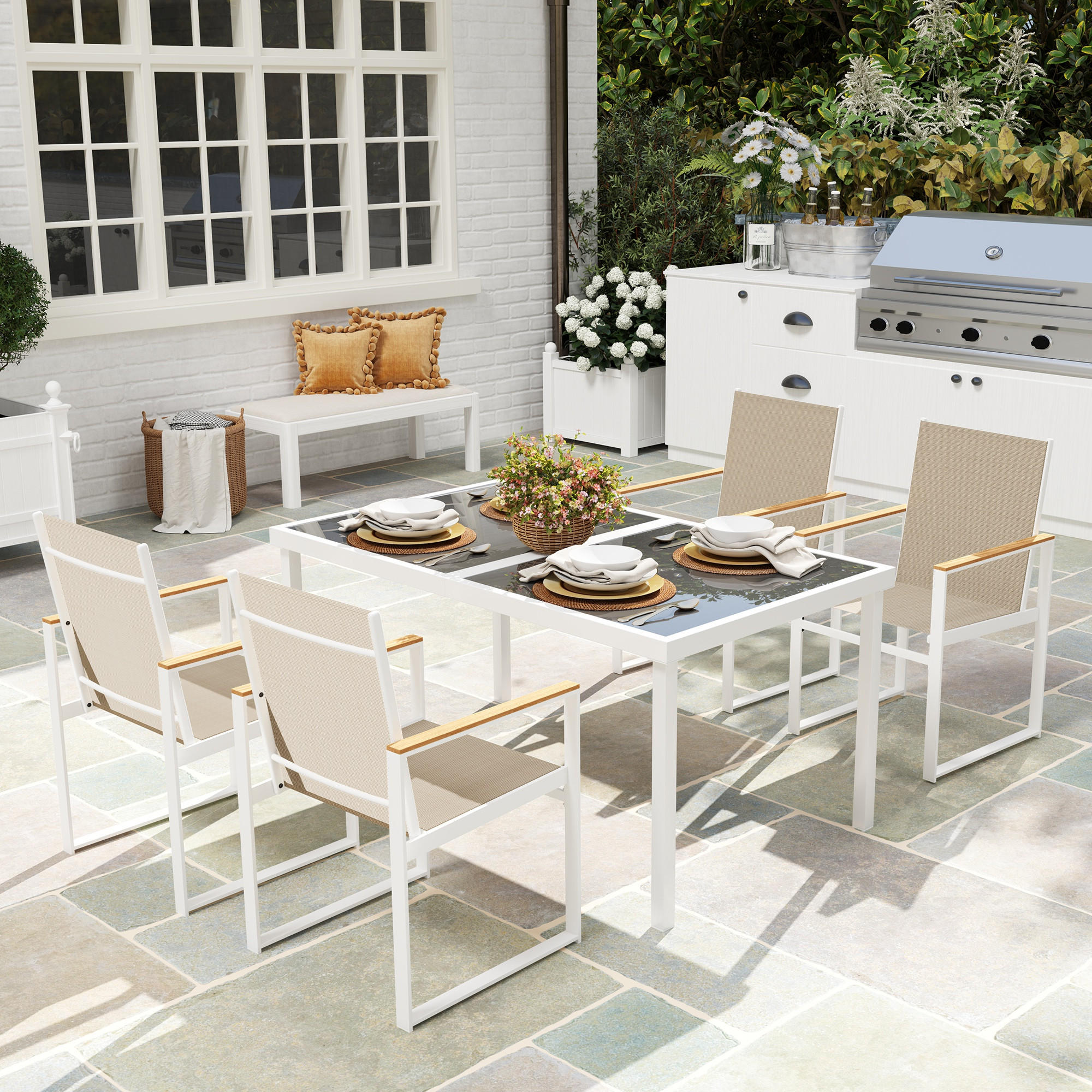 SITZGRUPPE 5 tlg. - Multicolor, Metall - Outsunny