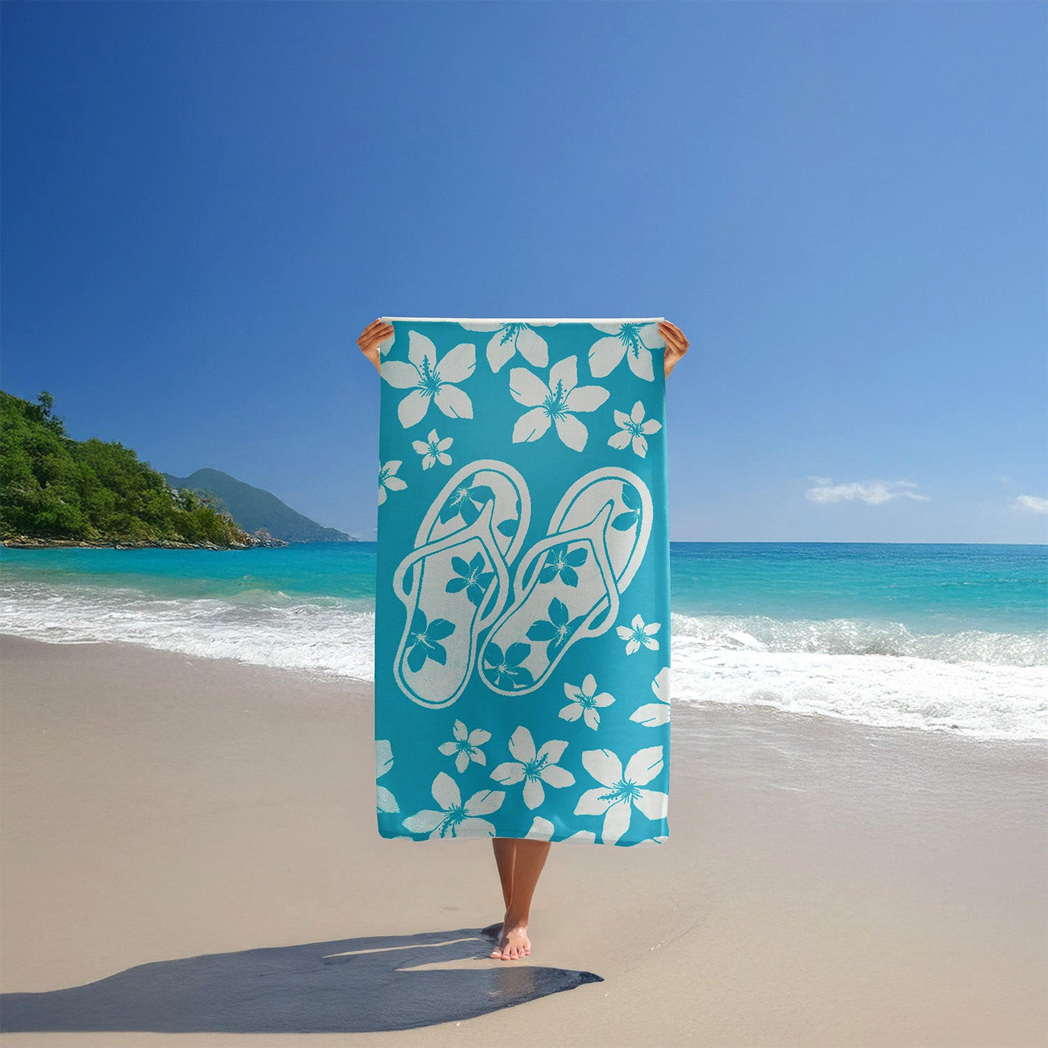 STRANDTUCH Frottee Velours Jacquard Blau 90x170 400g/m² - Milos - Blau, Textil (170/90cm) - LE COMPTOIR DE LA PLAGE