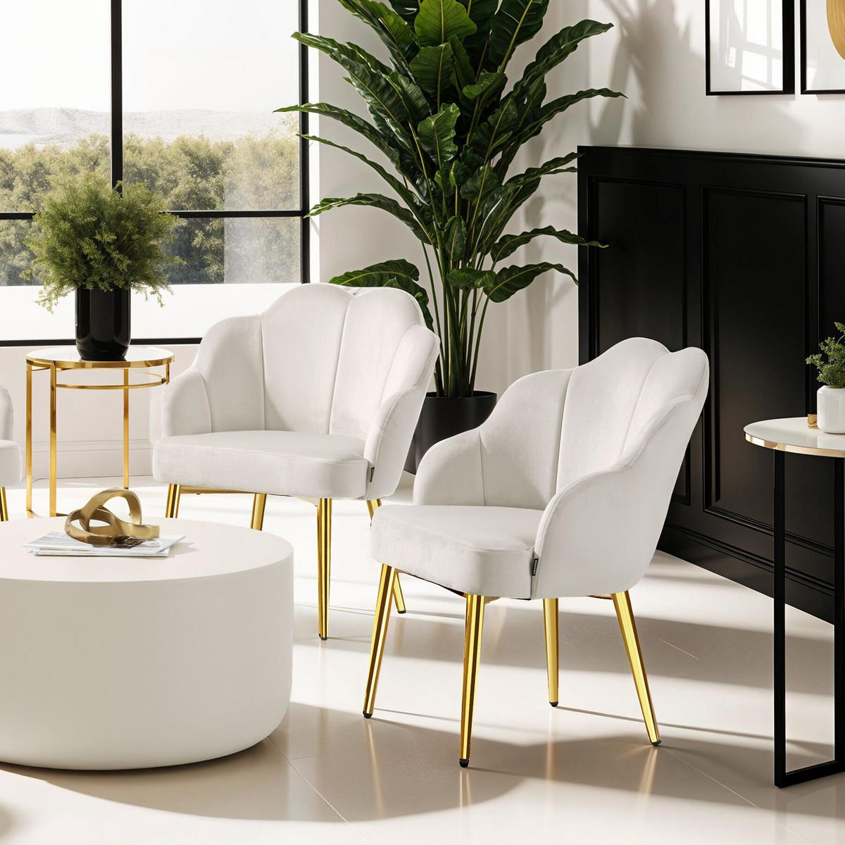 COCKTAILSESSEL 4er Set Hellen 66 x 62 x 80 5 cm creme/gold - Goldfarben/Creme, Textil (66/80.5/62cm) - tectake