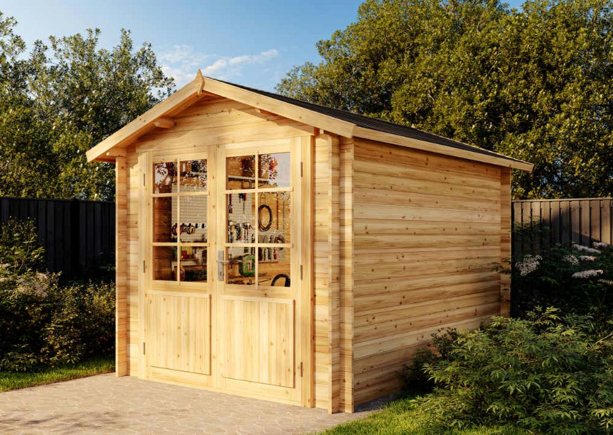 GERÄTEHAUS Holz Bremen Compact - Pinienfarben, Holz (270/245/340cm) - Alpholz